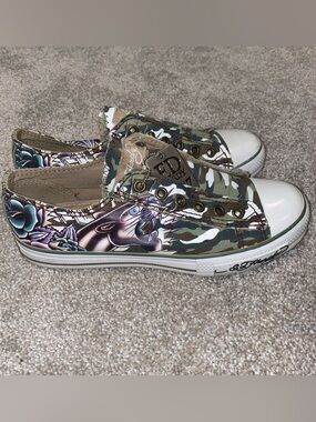 Vintage Ed Hardy Tattoo Panther Camo Slip On Low Top Anniversary Shoes Woman’s 6